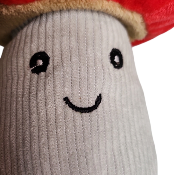 NanDog Pet Gear Stuffed Squeak Smiley Face Gray And Red Mushroom With Polkadots - Picture 3 of 11